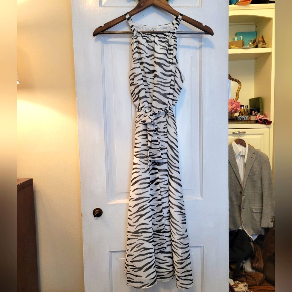 Banana Republic Black and White Zebra Animal Print Dress